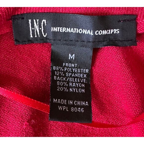 INC International Concepts Open Front Fringe Jacket Red Faux Suede Asymm… - Picture 9 of 9